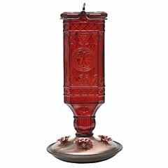 Perky-Pet® Red Square Antique Glass Bottle Hummingbird Feeder