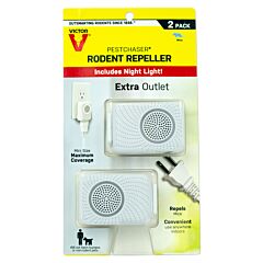 Victor® Pestchaser® Rodent Repeller with Nightlight & Extra Outlet - 2 Units