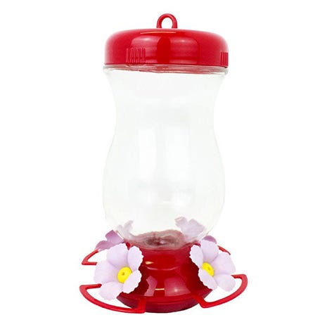 Pink Top-Fill Glass Hummingbird Feeder