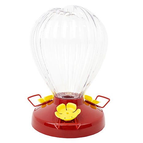 Top-Fill Fluted Balloon Plastic Hummingbird Feeder