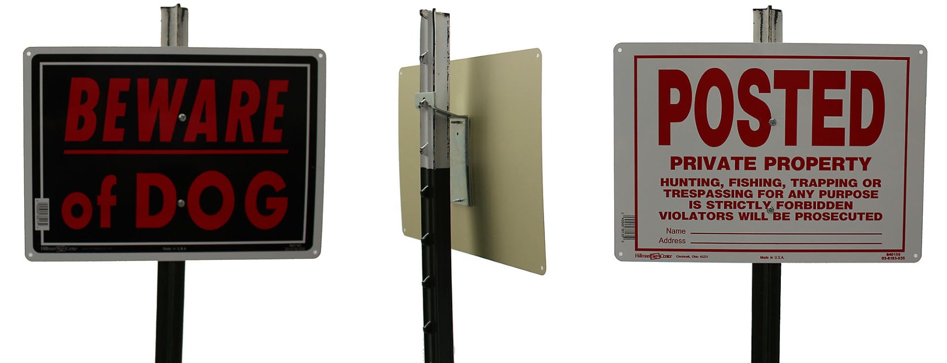 Signage on Vertical T-Post Bracket